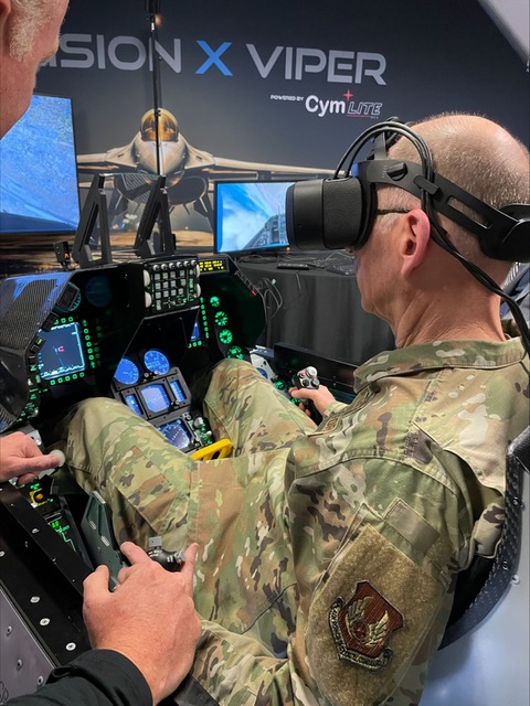 Fighter pilot - piloting PFC Defense F16 Simulator